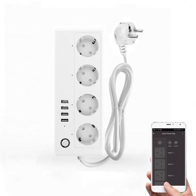 China Residential / Multi-Purpose Multi-socket Outlet With 4 Bay And 4 USB Multi-socket Outlet With Surge Protection And Switch Smart EU wifi Power Strip for sale