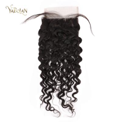 China Hot Sale Small Knots Virgin Hair Lace Closure Jerry Curly 4x4 Transparent Lace Closure With Only Knots 134QWJC for sale