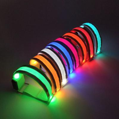 China Nylon + ABS Slap Tape Night Running Safety Reflective Led Running Warning Nylon Belt For Outdoor for sale