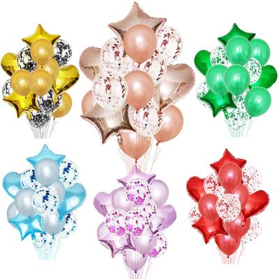 China Eco-friendly 14pcs Multi Confetti Balloon Birthday Party Mounted Gold Helium Balloons Boy Girl Baby Shower Party Supplies Balloon Decoration for sale