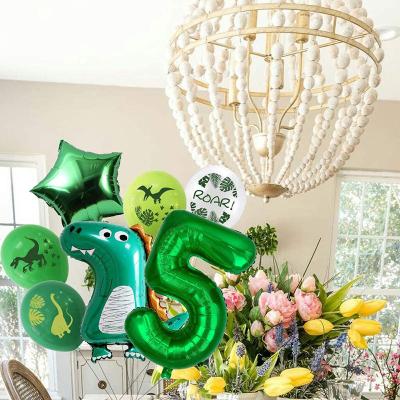 China Dinosaur Party Balloon Dinosaur Birthday Party Foil Number Balloons Jungle Birthday Party Decorations Helium Eco-Friendly Globos for sale