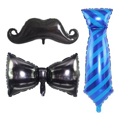 China New Arrivel Eco-friendly Tie Bow Tie Mustache Black Beard Foil Balloons For Little Man Father's Day Decoration for sale