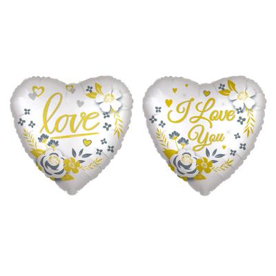 China 17 Inch I Love You AMO te Heart Shape Valentines Day Wedding Decoration Foil Balloon Eco-friendly for sale