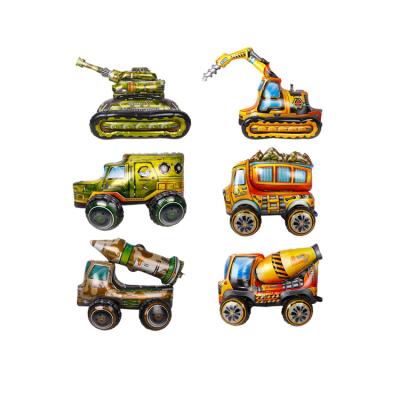 China Construction Eco-Friendly Birthday Party Supplies Decor Engineering Vehicle Foil Balloon Forklift Crane Excavator Mixer Dump Truck Balloon for sale