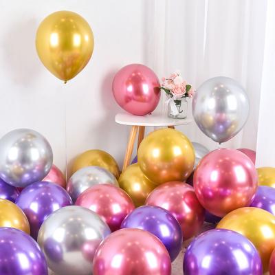 China Good Quality Eco-Friendly Birthday Party Decoration 12 Inch Metallic Chrome Glossy Latex Balloons for sale