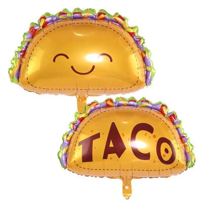 China Factory Direct Mexican Pancake Gold Taco Helium Foil Balloon Eco-Friendly for Mexican Birthday Baby Shower Fiesta Theme Party Globos for sale