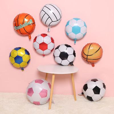 China Eco-friendly 18 Inch Soccer Ball Football Basketball Round Ball Shape Balloons Foil Balloons For World Cup Party Decoration Bar Supplies for sale