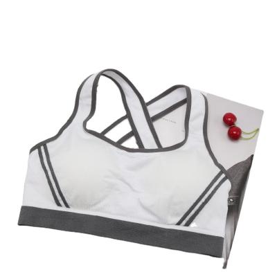 China 2022 QUICK DRY ladies fitness wear padded yoga bra cross-belt detachable bra cross-belt sports backless bra white for sale