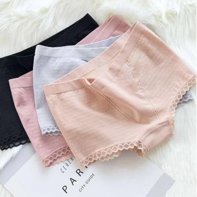 China Factory Custom Anti-static Solid Color Lace Edge Underwear Cotton Ladies Sexy Breathable Underwear for sale