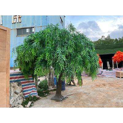 China Wholesale Cheap Colored Shape Artificial Beautiful Tree 350cm Artificial Green Weeping Willow Plant Indoor Decorative Fiberglass Indoor Decorative Willow Plant for sale