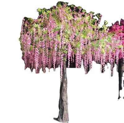 China Beautiful Wisteria Tree Home Office Indoor Outdoor Wedding Party Colorful Artificial Cherry Blossom Trees Handmade Pink for sale