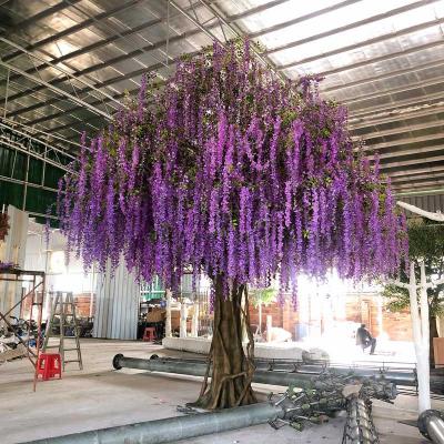 China Outdoor Wedding Cherry Blossom Tree Artificial Flower Decoration Beautiful Centerpiece Wedding Tree 5meter Colorful Artificial Wisteria Artificial Trees for sale