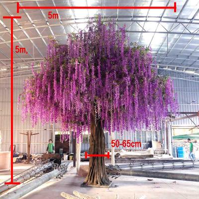 China Beautiful Colorful Artificial Tree 20ft Guangzhou Plant Wedding Centerpieces Indoor Large Wisteria Tree Artificial Bean Flower Trees for sale