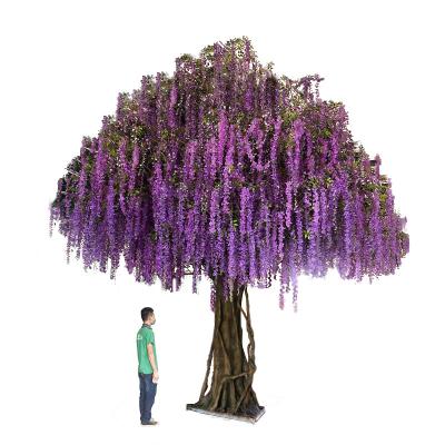 China White Artificial Cherry Blossom Tree Wisteria Flowers Beautiful Colorful Artificial Purple Pink Wedding Tree Decoration Large for sale