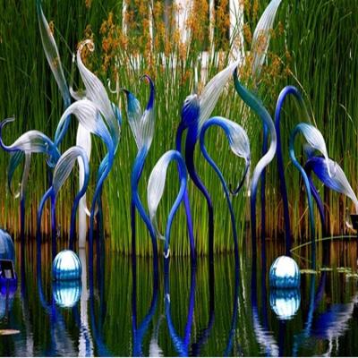 China Minimalist flamingos ornaments packaging material lawn and garden decoration glass white rose technology glass casting piece for sale