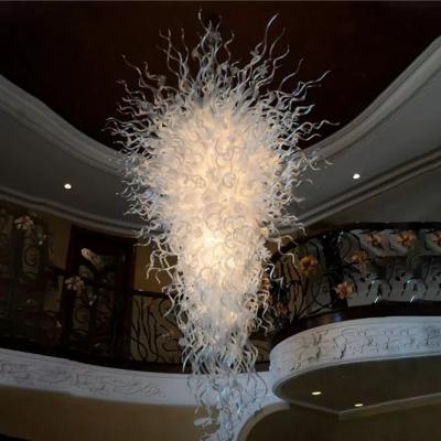 China Modern Luxury Art Iron Hotel Glass Chandelier Stairs Long Lighting Villa Chihuly Large Dale Style Chandelier for sale