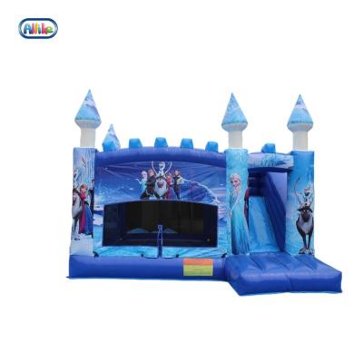 China Popular Custom Party Outdoor Event Inflatables 5m*4m Mini Pvc Them Inflatable Castle Blue Frozen Bounce House Elsa Princess for sale