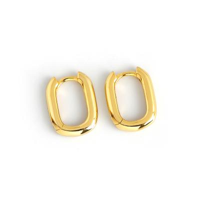 China FASHIONABLE high quality 18k gold plated 925 sterling silver minimalist luxury circle huggie earrings for sale