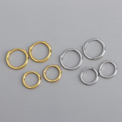 China TRENDY 18k gold plated 925 sterling silver all-match circle huggie earrings for women drop shipping for sale