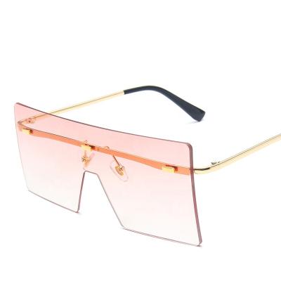 China Ultralight& Designer Big Square Corrosion Resistance Rimless Women Shades Sun Glass Shades Oversized Gradient UV400 Trendy Fashion Trendy White Pink Purple Red for sale