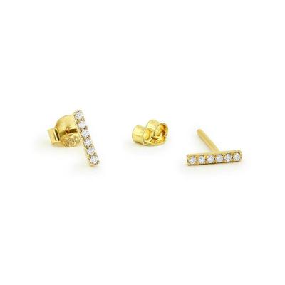 China TRENDY Stud Earrings 925 Sterling Silver 18k Gold Plated Long Band Diamond Crystal For Women Jewelry for sale