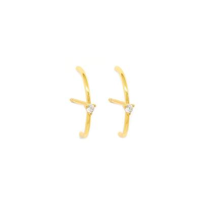 China FASHIONABLE Hype 18k Gold Plated 925 Sterling Silver C Shaped Stud Earrings For Women for sale