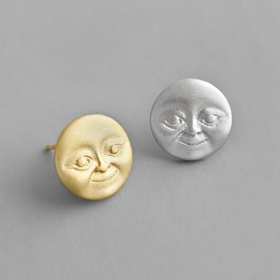 China FASHIONABLE 18K Gold Plated 925 Sterling Silver Statistical Moon Face Baby Face Stud Earrings Stud Earrings for sale