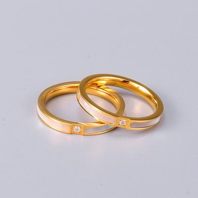 China Cheap gold plated fashion shell zircon minimalist women TRENDY stainless steel women rings for sale