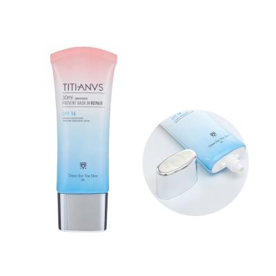 China BB Cream Sunscreen Shiny Skin Care Packaging Base Pack Oval Cosmetic Plastic Tube With Silver Screw Cap for sale