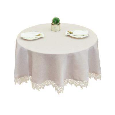 China 120 White Gray Lace Outdoor Waterproof Table Cloths Round Tablecloth Wedding for sale