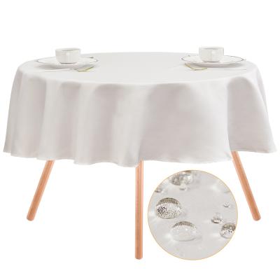 China Wedding Party Fabric D120 D140 Waterproof Washable Satin Custom White Round Tablecloth for sale