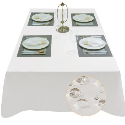 China Waterproof Buffet Table Parties Holiday Wedding Banquet Decoration Table Covered Linens Square White Satin Table Cloth for sale