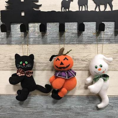 China Hanging Decorations Halloween Plush Dolls Hanging Decorations Pumpkin Ghost Witch Black Cat Plush Toys For Indoor Outdoor Background Party for sale