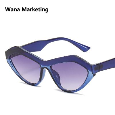 China Shiny Triangle The New Retro Cat Eye Sunglasses Trend 2021 Fashion Contrast Color Irregular Sunglasses for sale