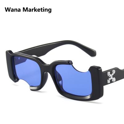 China Fashion personality frame shiny sunglasses 2021 new new notched square sunglasses for sale