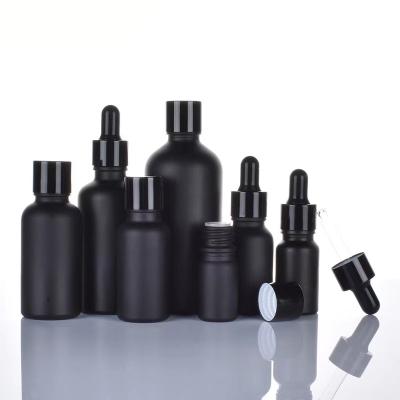 China DIY Cosmetic Black Empty Cosmetic Sample Containers Travel Eye Dropper Bottles For Essential Oils Perfume Cosmetic Liquid Bottles for sale