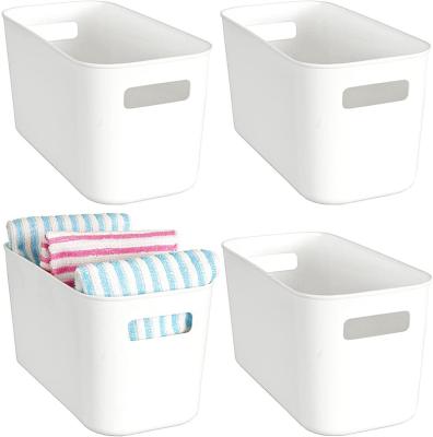 China White Plastic Household Products Storage Bins Office Storage Containers Organizing Bins For Small Kitchen Storage Bins Bathroom for sale