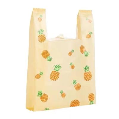 China Recycled Materials Factory Logo Plastic Shopping Custom T-Shirt Bags Bulk Reusable Bag With Handles Restaurant Packaging Bags for sale