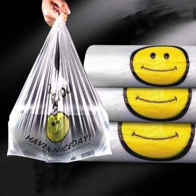 China Recyclable Plastic Bags Thank You Grocery Retail Restaurant Bag Reusable Disposable T-shirts Takeout Grocery Shopping Bags for sale