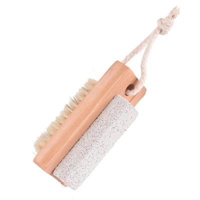 China COZIHOME Sustainable Use Dual Use Nail Boar Hair Bath Brush Pumice Wooden Foot Cleaning Polishing Brush for sale