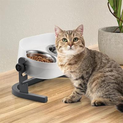 China Height Adjustable Stored Cat Elevated Bowls Stainless Steel Dog Food Water Bowls, Raised Cat Feeder Mess Proof Pet Feeding Bowls for sale