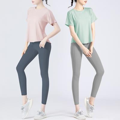 China Lunar Blue Women's Breathable T-shirt Yoga Sportswear Fitness Morning Running Short Sleeve Quick Dry Top for sale