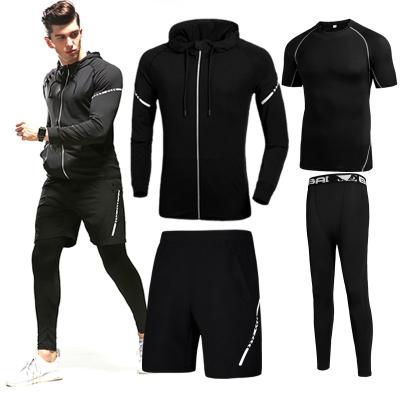 China Breathable Lunar Blue High Quality Four Piece Training Men Sports Suits Yoga And Gym Wear for sale