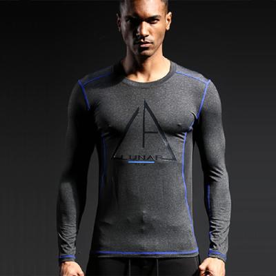 China Lunar Blue Men's Breathable Sportswear Running New Fall And Winter Stretch Training Clothes Long Sleeve Fitness Clothing Custom Wholesale for sale