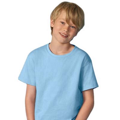 China 180g Anti-wrinkle Pure Color Children Around The Neck T-shirt Short Sleeve Customization for sale