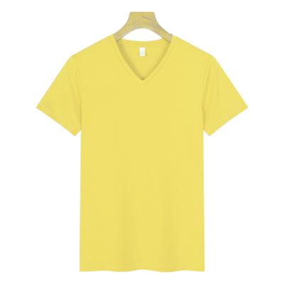 China Wholesale Manufacturer Leisure 200g Mercerized Cotton V-Neck T-Shirt Breathable for sale