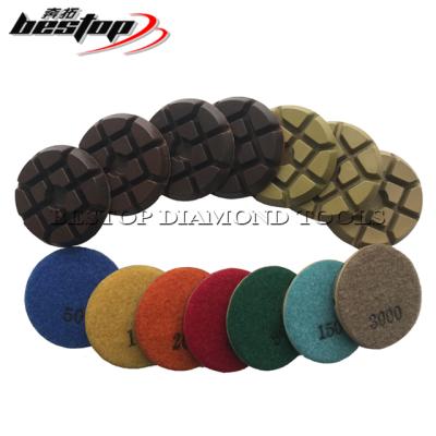 China Concrete Floor Diamond Dry Abrasive Polishing Pads 3 Inch Hurricane Durable Resin Bond for sale