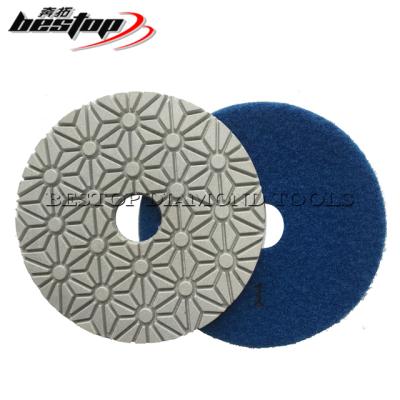 China High Efficiency D100mm Quartz Stone Abrasive Polish Pads 3 Stage for sale