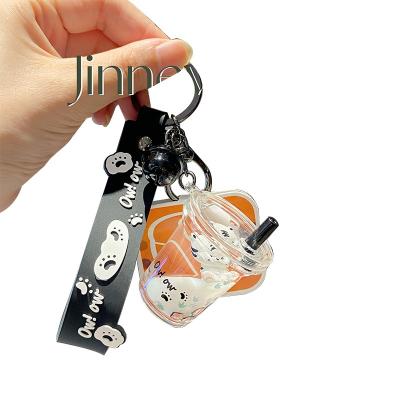 China Unisex Cute Milky Satchel Key Chain Tiger Cub Motorcycle Tea Cup Oil Injection Key Pendant Pendant Chain for sale