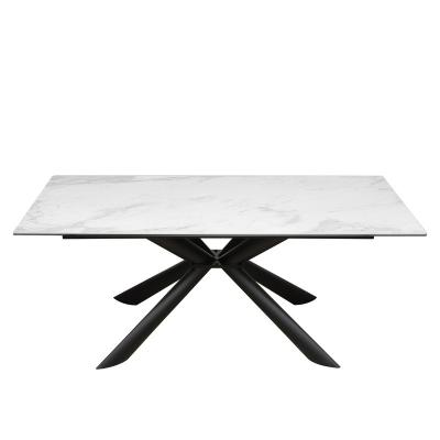 China 1800*850 mm Mesa de comedor de cerámica con tipo fijo y base de hierro en venta